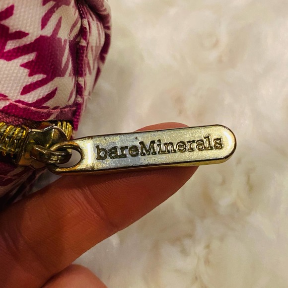 Bare Minerals Pink Houndstooth Cosmetic Makeup Bag Case - Picture 3 of 6